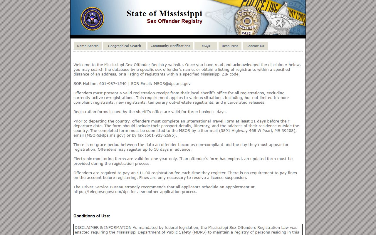 Kemper County court charges in the Mississippi sex offender registry