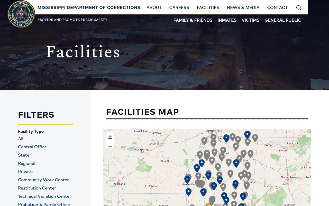 Kemper County court charges and MDOC facilities listing