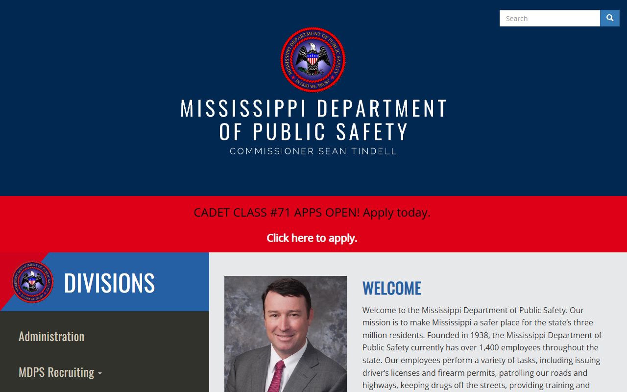 Kemper County traffic record access through the Mississippi DPS public safety homepage